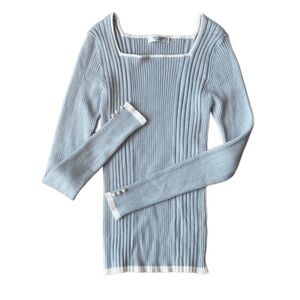 🇯🇵 Palemo Store Square Neck Pearl Button Cuff Knit Pullover